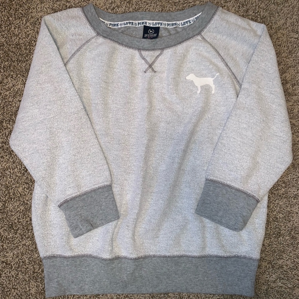 PINK 3/4 length sleeve inside out sweater